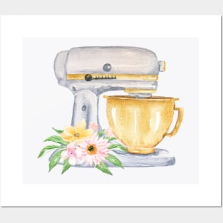 Yellow Mixer Kitchen Cooking Tool Posters and Art